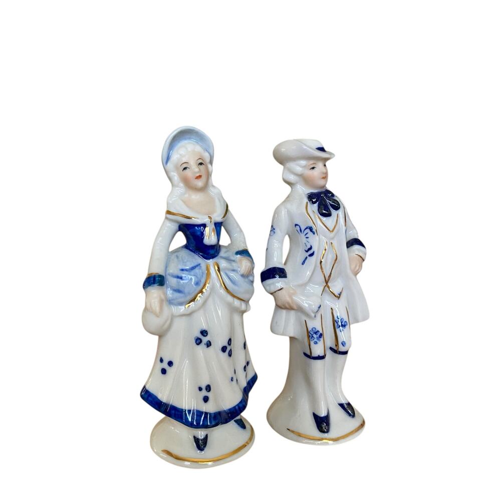 Antique 4" Tall Victorian Porcelain Couple Figurine Hand painted